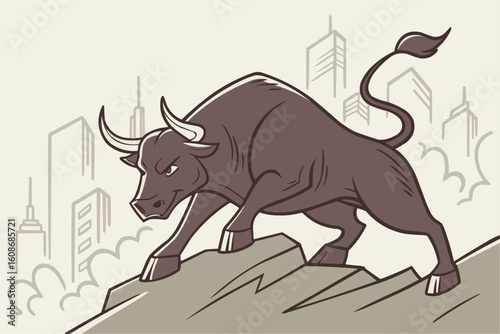 Bull on rocky ground