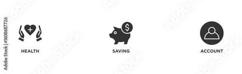 HSA banner web icon illustration concept for health saving account with icon of healthcare, growth, id card, and accounting