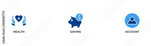 HSA banner web icon illustration concept for health saving account with icon of healthcare, growth, id card, and accounting