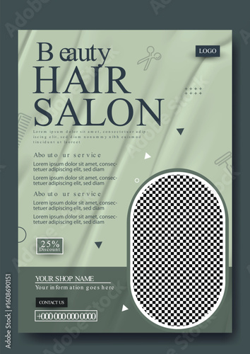 Modern Hair Salon Advertisement Template with Man Getting Haircut