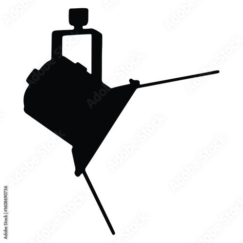 Black silhouette illustration of a professional stage lighting equipment spotlight fixture
