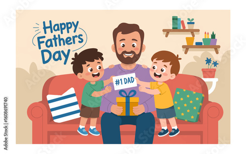 Father children gift happy day vector