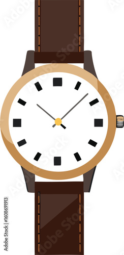 Classic wristwatch with leather strap timepiece vector