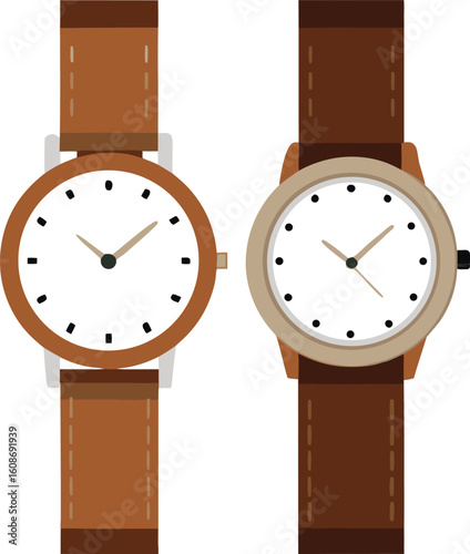 Classic wristwatches with leather straps