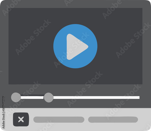 Web video player interface with play button icon for website design