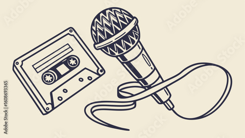 vector illustration of a vintage microphone