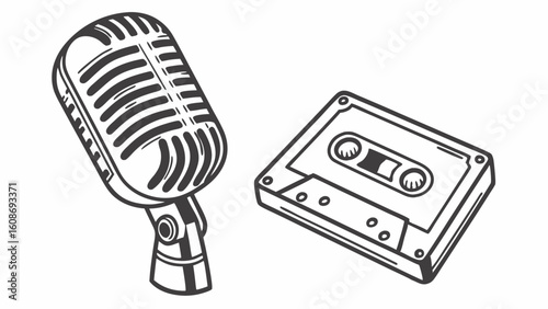 retro microphone on a white