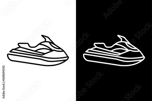 Jet Ski Line Art Vector Design. Simple Black and White Watercraft Icon