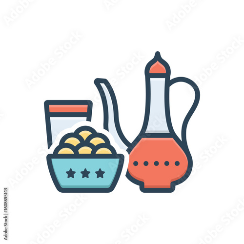 Color illustration icon for iftar