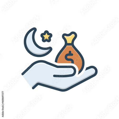 Color illustration icon for zakat