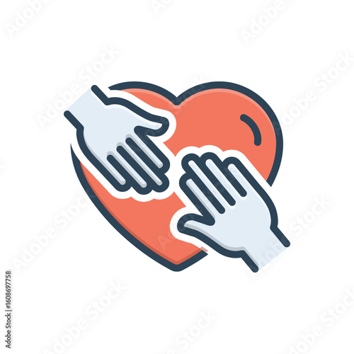 Color illustration icon for charity