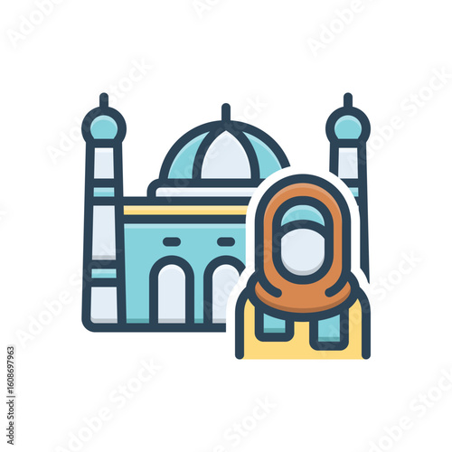 Color illustration icon for culture