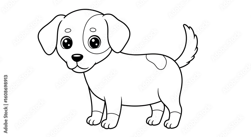Obraz premium Cute dog animals children’s coloring book illustration. Perfect for kids to color and enjoy, adding a splash of creativity to their day