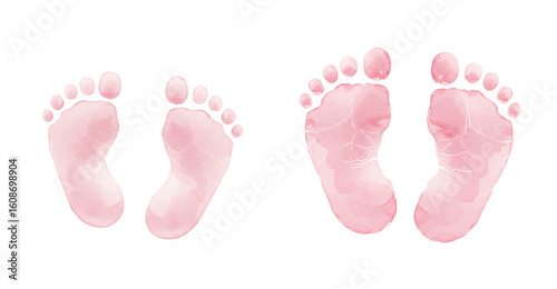 Watercolor Baby Footprint Illustration Cute Pink Footprints Graphic Element