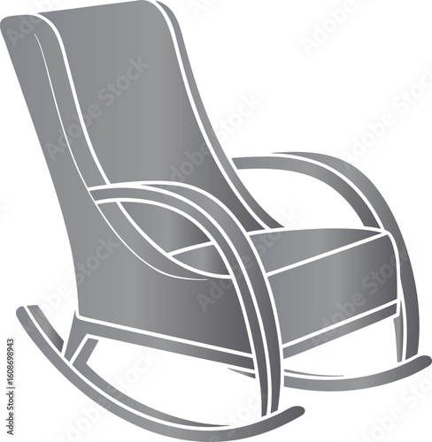 Gray rocking chair with white outline furniture