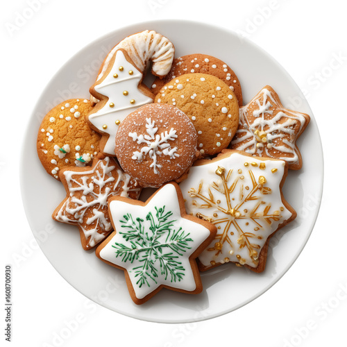 Christmas cookies plate isolated on transparent background png