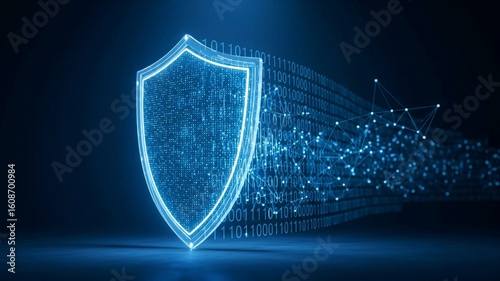 security shield on blue background