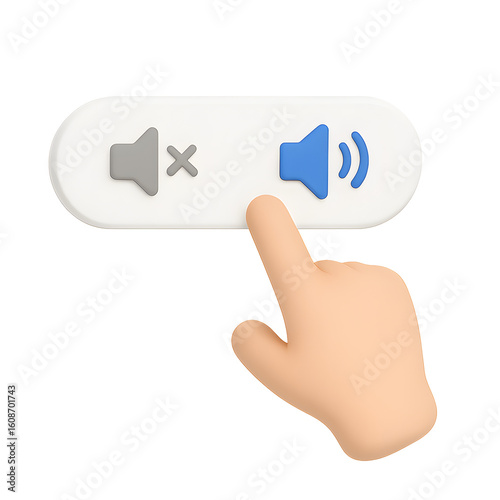 3D Hand Pressing Mute/Unmute Button Interactive Audio Control Design