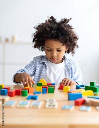 Child playing with colorful wooden blocks (1)