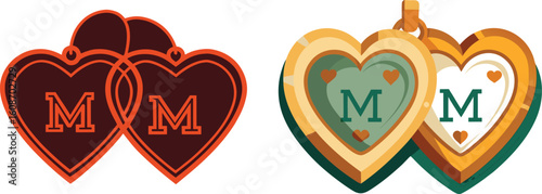 heart with letter M in vector 