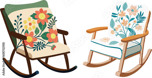 wooden rocking chair in vector 