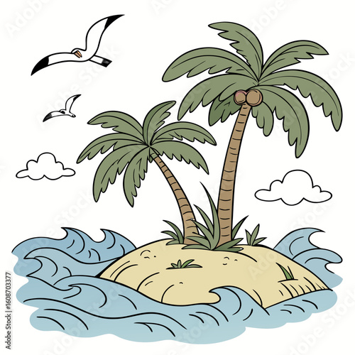 tropical island with palms