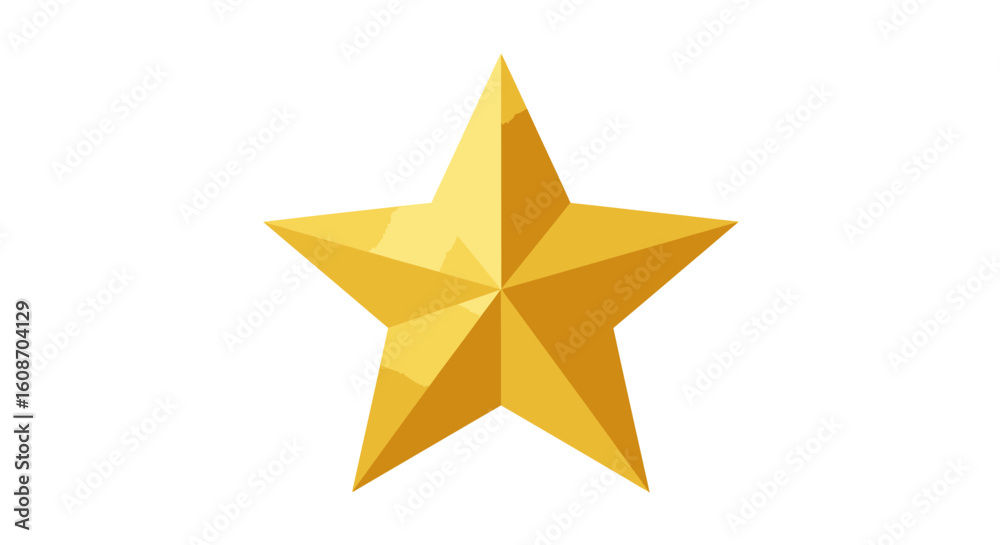 Fototapeta premium Golden Five-Pointed Star with Textured Surface and Geometric Design.