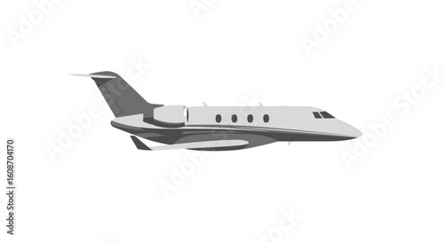 Sleek Gray Private Jet with Oval Windows and Streamlined Design.
