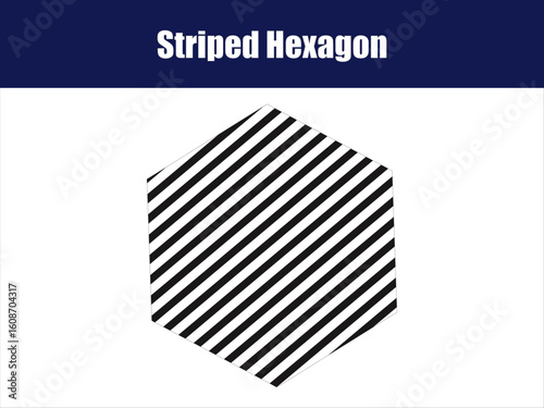 Striped Hexagon Pulsing with Rhythmic Diagonal Line Motion. A seamless animation of a hexagon filled with black stripes expanding inward and outward.