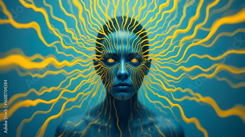 an abstract representation of anxiety with erratic yellow lines