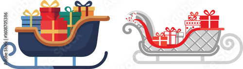 Illustration of Christmas man transport, santa clause