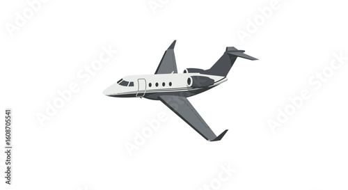 Sleek Gray and White Private Jet with Streamlined Design and Winglets.