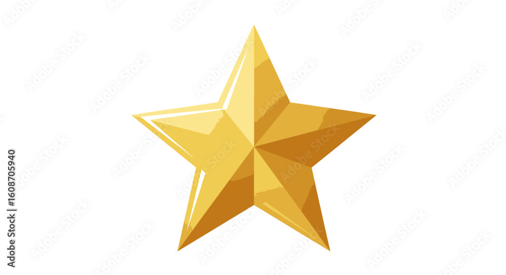 Obraz premium Golden Five-Pointed Star with Textured Surface and Geometric Design.