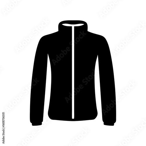 Stylized Black Jacket Vector Illustration with Minimalist Design Elements, Isolated Object