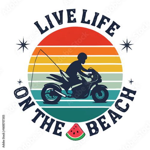 Adobe ITropical island vacation poster with palm trees and sunset on the beachllustrator Artwork
