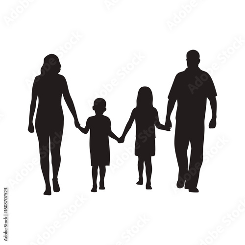 Familly silhouette, parent's silhouette, father mother son silhouette