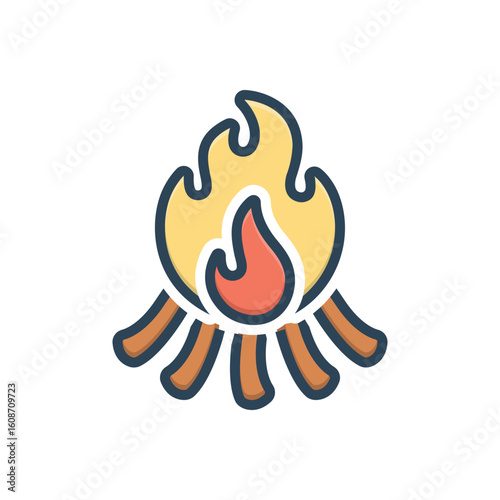 Color illustration icon for fire