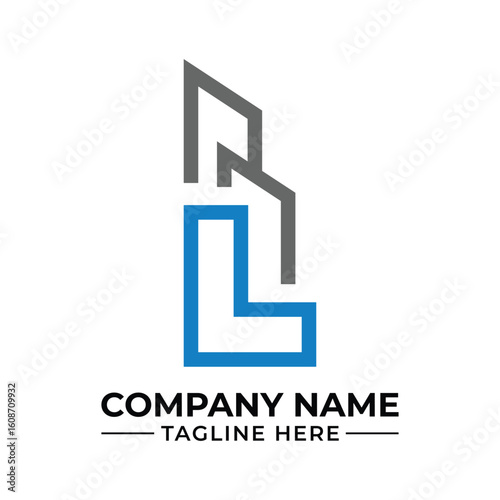 Modern Real Estate Company Logo Design with Letter L and Building Shape in Blue and Gray