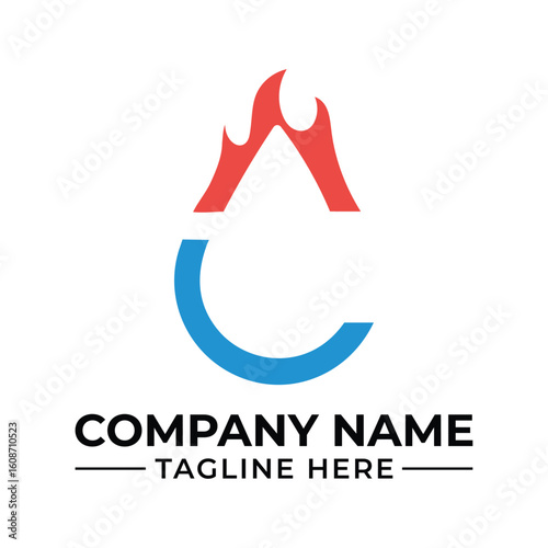 Modern Logo Design Featuring a Stylized Flame Above an Arc for a Dynamic and Energetic Company Brand