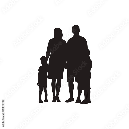 Familly silhouette, parent's silhouette, father mother son silhouette