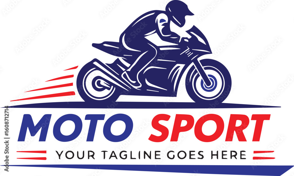 Obraz premium Sport Motorcycle Logo with Speed Lines and Bold Text
