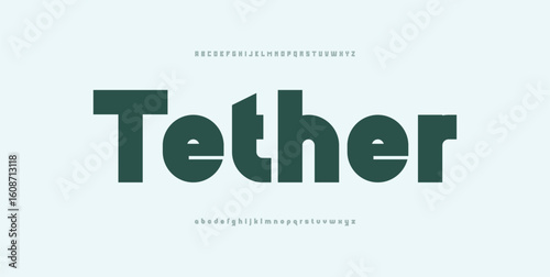 Tether futuristic geometric alphabet font vector