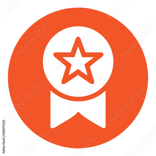 A glossy red round button features a star icon, a reflective 3D symbol for web design