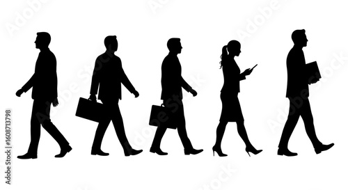 Business People Walking Silhouette