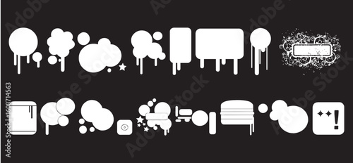 Graffiti Style Speech Bubble SVG Icons, Dripping Spray Paint Text Frames and Urban Pop Art Comic Design Vector Silhouette Pack