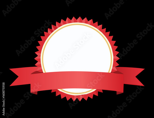 Red Scalloped Banner on Round Frame