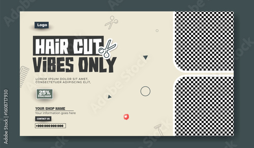 Modern Hair Salon Business Card Design Template with Scissors