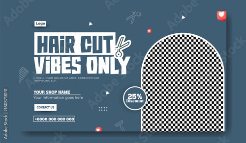 Hair Cut Services Promotion Design for Barber Shops and Salons