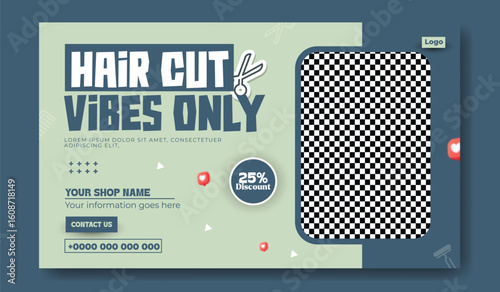 Modern Hair Salon Discount Promotion Social Media Template Design