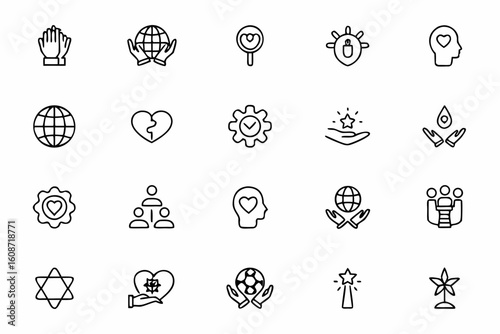 A graceful one-line vector set visualizing inner values and moral principles — great for mental health campaigns, leadership training, school visuals, and coaching brands.